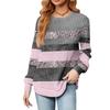 Fashionable Women's Long Sleeved Striped Printed Lightweight Sweater With Loose Round Neck Top