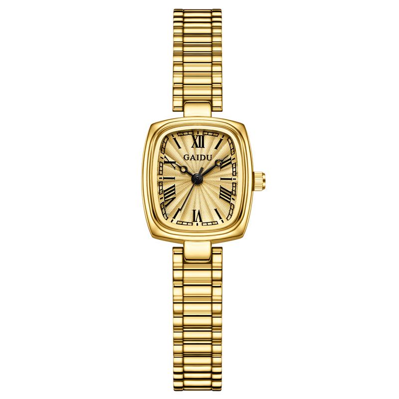 Light Luxury Gold Women's Waterproof Quartz Watch - High-Value, Fashionable Small Square Design