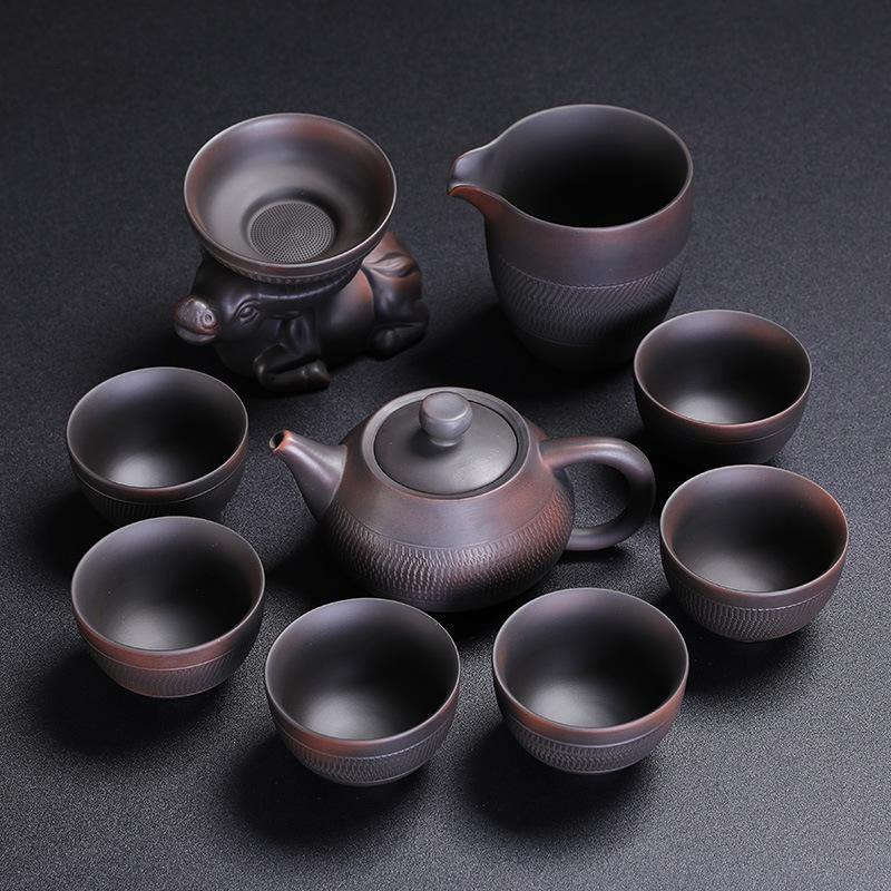 Purple Pottery Kung Fu Tea Set Household Purple Sand Brewing Teapot Teacup Tea Sea Tea Set Set High-End Business Gifts