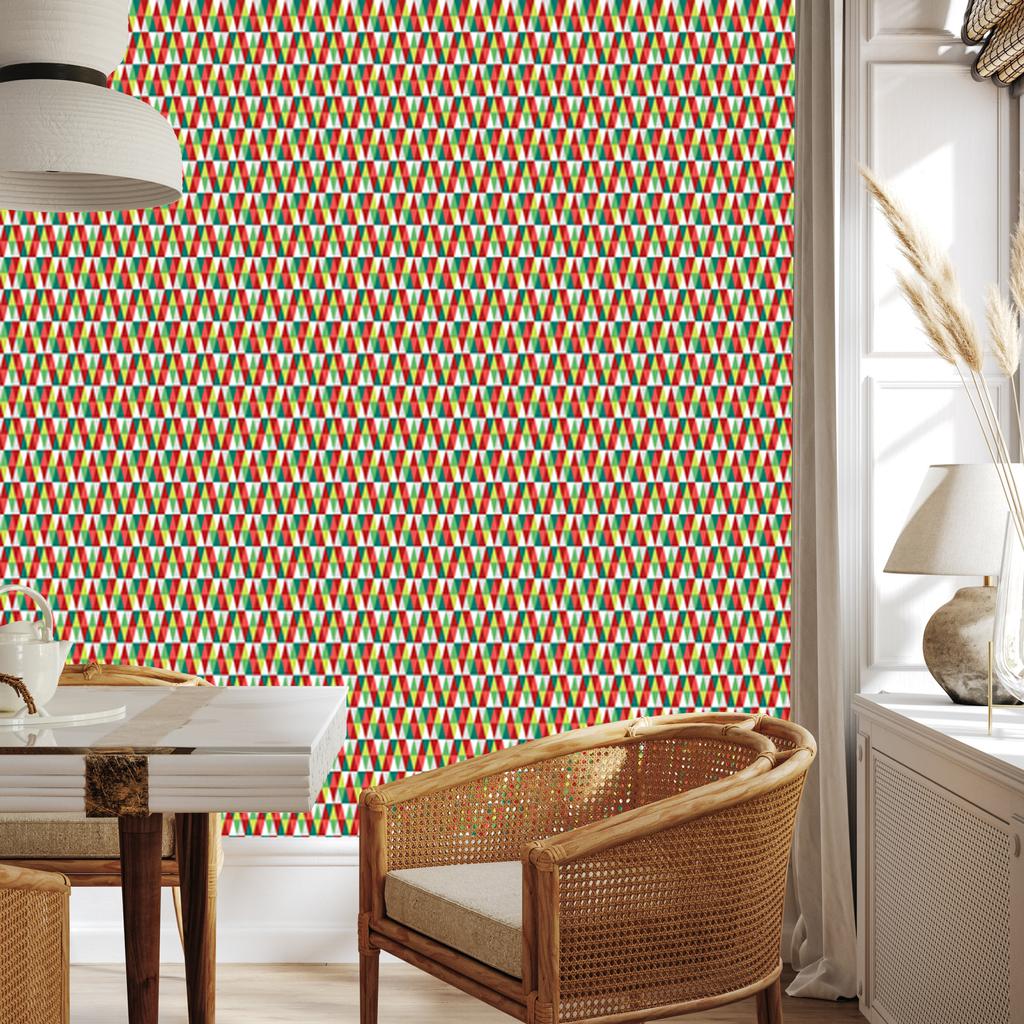 Red and coral triangles wallpaper for living room and bedroom 50x1000