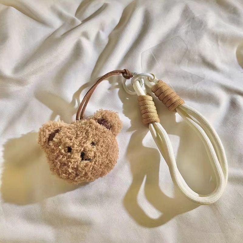 Internet Celebrity Cute Teddy Bear Plush Toy Hanging Rope Phone Case Wrist Strap Chain Anti Loss Short Cartoon Women