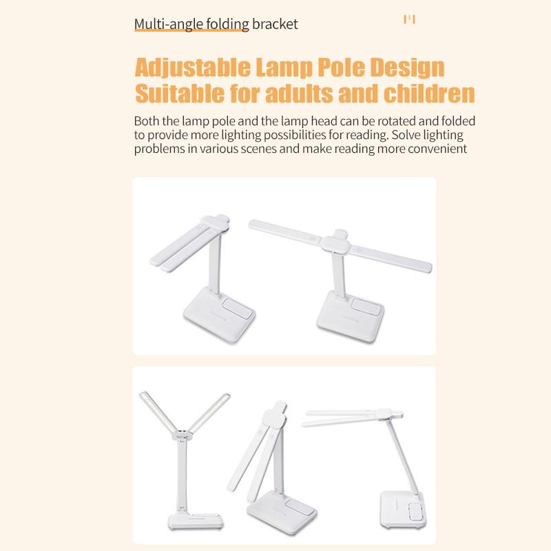 USB Rechargeable Table Lamp Adjustable Brightness Eye Protection Desk Light Touch Dimming Table Light LED Double-Head Desk Lamp With Holder