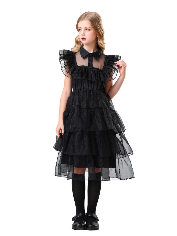 Wednesday Addams Family 2025 Black Princess Dress Halloween Cosplay Costume