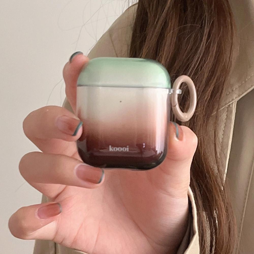 New Korea Simple Cute Transparent Gradient Earphone Case For AirPods Pro 2 Coffee Pendant Cover For AirPods 2 3 4 Soft Case