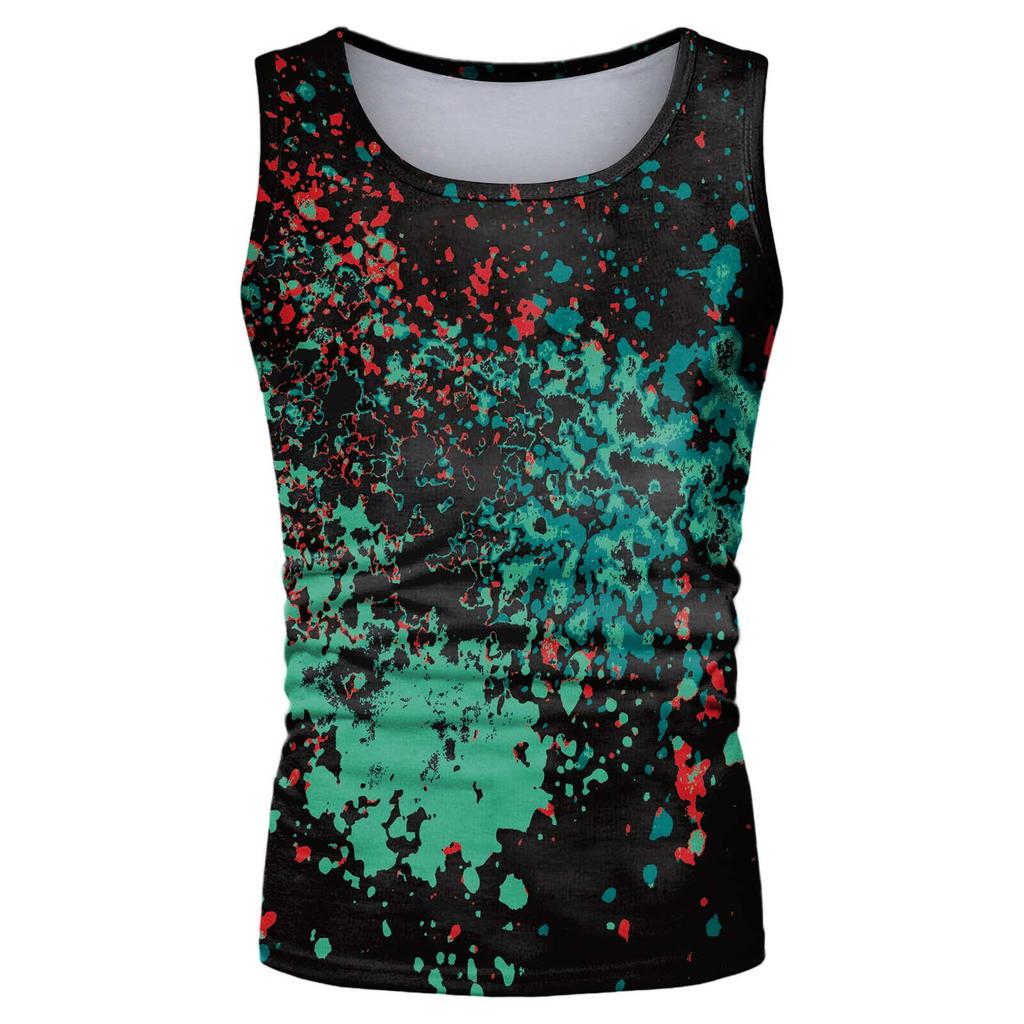 Mens Fashion Hawaiian Beach Sports Tank Top Men Gym Print Vest