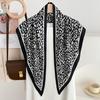 Classic retro leopard print triangular silk scarf women's summer versatile multi-functional triangular scarf temperament decorative scarf shawl