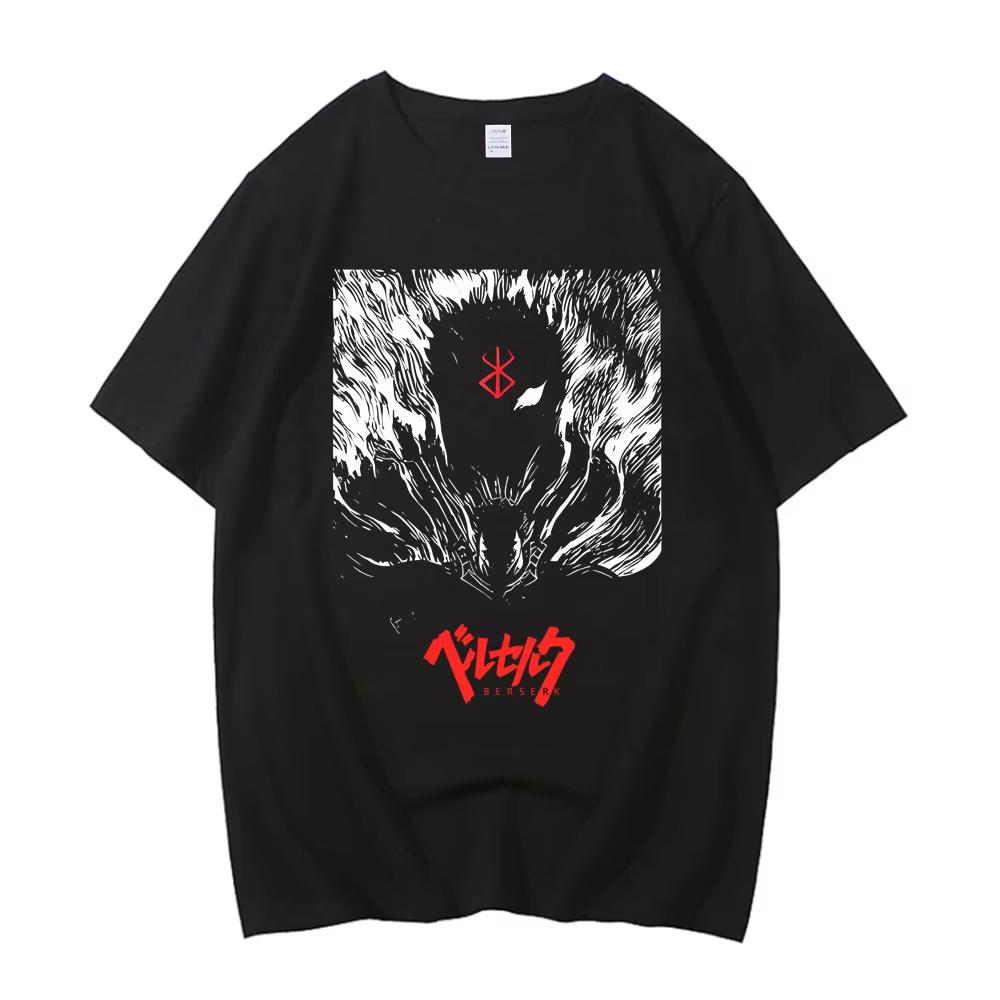 Berserk Guts Berserker Armor T-Shirt Vintage Washed Cotton Graphic Tee Unisex Oversized Crew Neck Short Sleeve Anime Streetwear Top 2026 Hot Sale