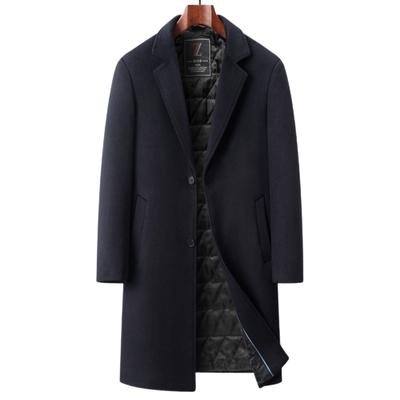 Autumn and Winter New Men's Wool Coat Medium and Long Suit Collar Business Casual Cotton Thickened Woolen Coat Coat