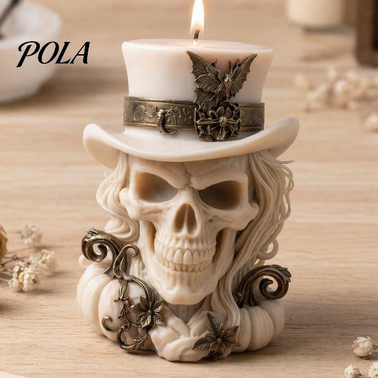 3D Cowboy Skull Silicone Mold, Halloween Skeleton Candle Mold for Epoxy Resin, Candle Making, Soap, Clay, Wax Casting, Halloween Home Decor
