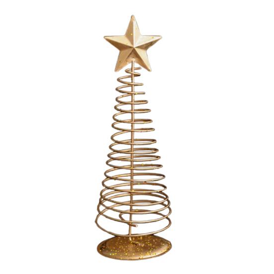 Yousheng Gold Spiral Christmas Tree Decor Glittering Tabletop Tree with Star Topper for Holiday Home Office Table Centerpiece Mantel Shelf Decor