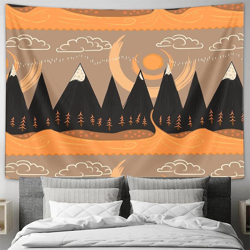 Bohemian Wall Tapestry Nature Mountain Forest Tapestry Backdrop Home Decor Aesthetic Room Hanging Textile Art