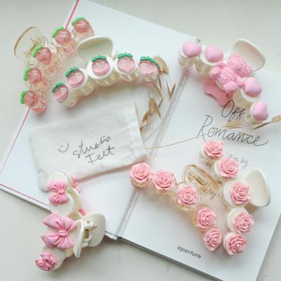 Peach Ribbon Hair Clip, Hair Clip, Fruit Hair Clip