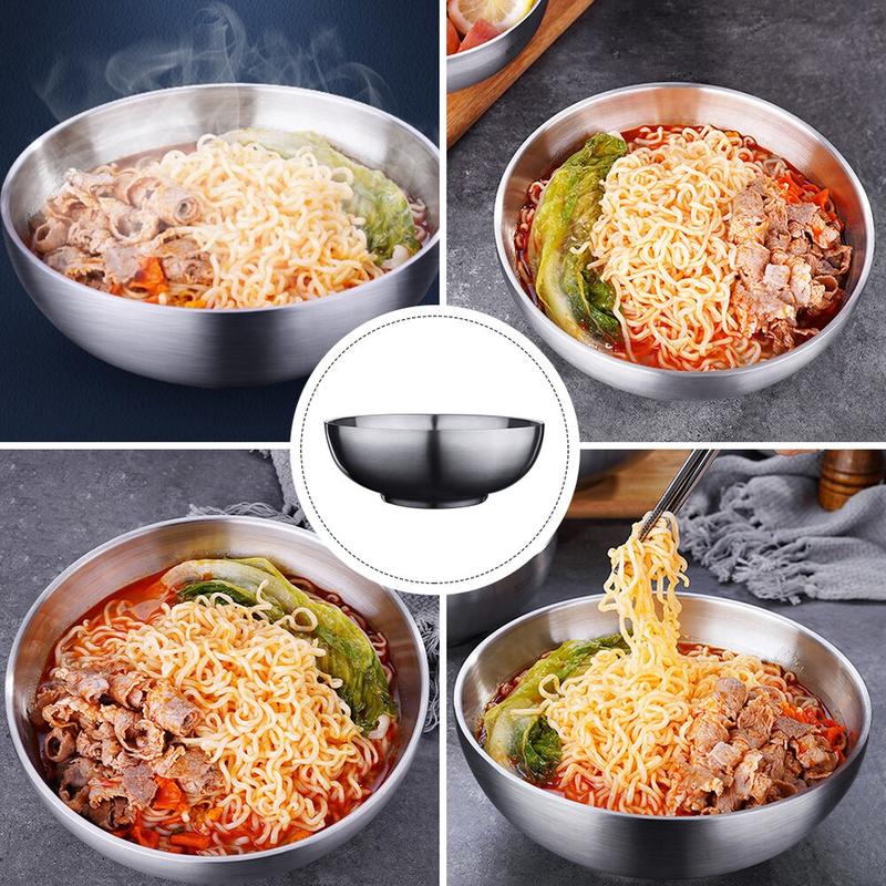 1 Pcs. Stainless Steel Double Layer Insulated Bowl Large Large Soup Bowl Handle Large Soup Bowl 1100ml | Bowls