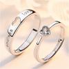 S Love Heart Heartbeat Couple Open Rings For Women Men Lover Black Copper Color Engagement Wedding Rings Valentines Day Gifts