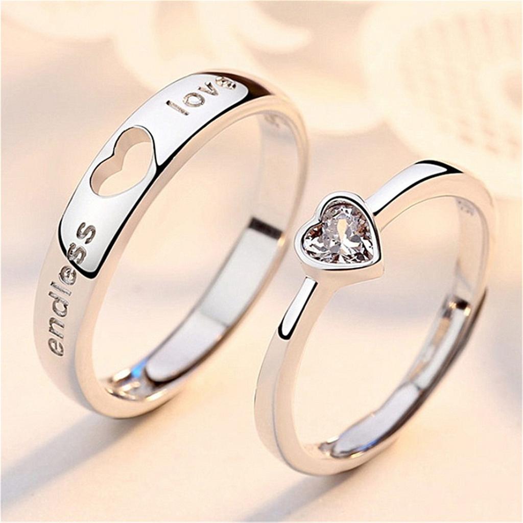 S Love Heart Heartbeat Couple Open Rings For Women Men Lover Black Copper Color Engagement Wedding Rings Valentines Day Gifts