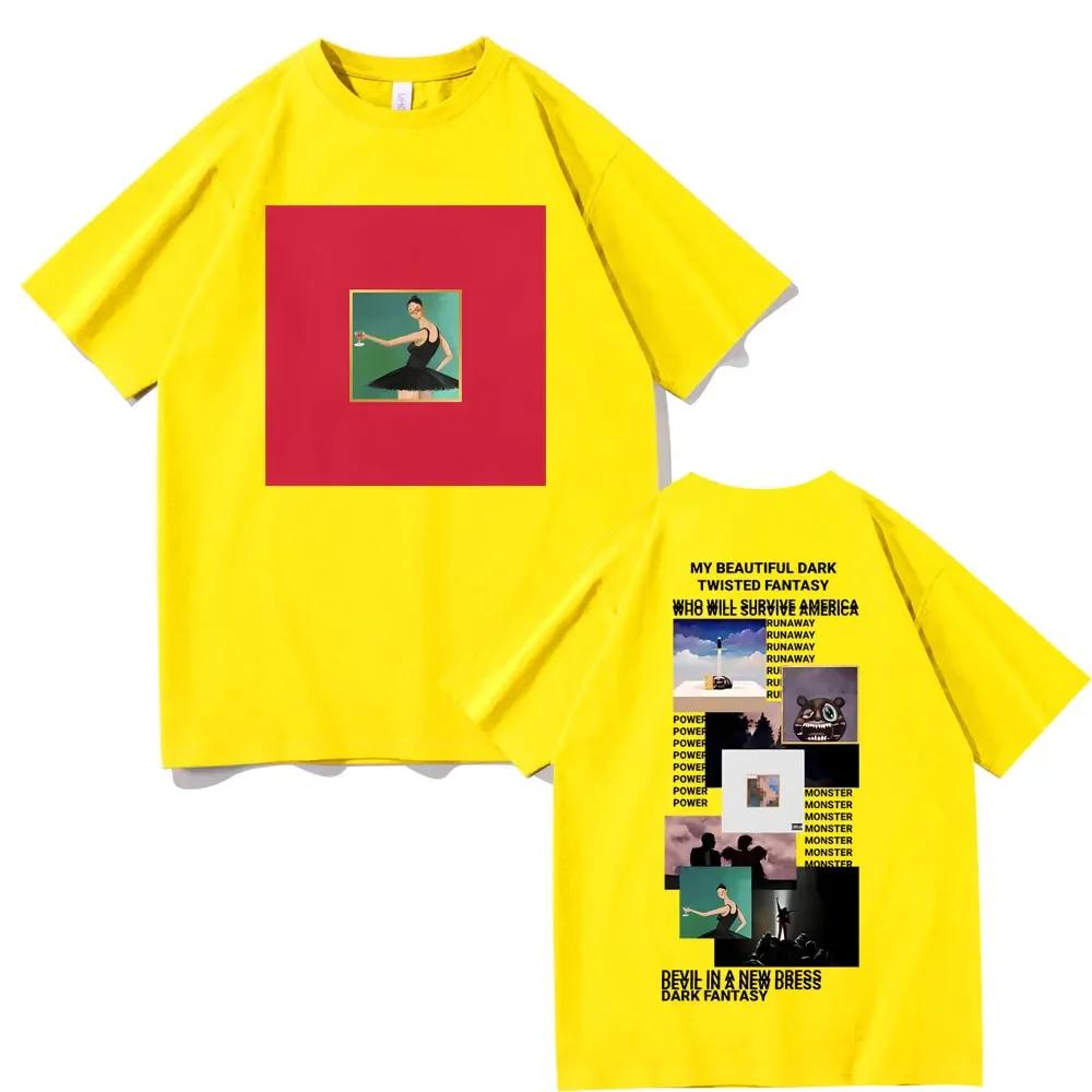 Raper Kanye West Moja Piękna Mroczna Pokręcona Fantazja Koszulka z Okładką Donda The College Dropout Koszulki Unisex Hip Hop Vintage Koszulka