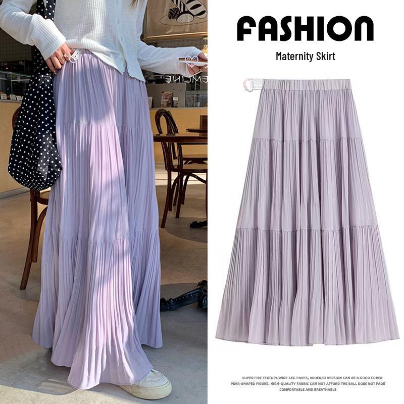 

Summer 2026 Adjustable Purple Pleated Skirt - Long, Flowy & Versatile M белый