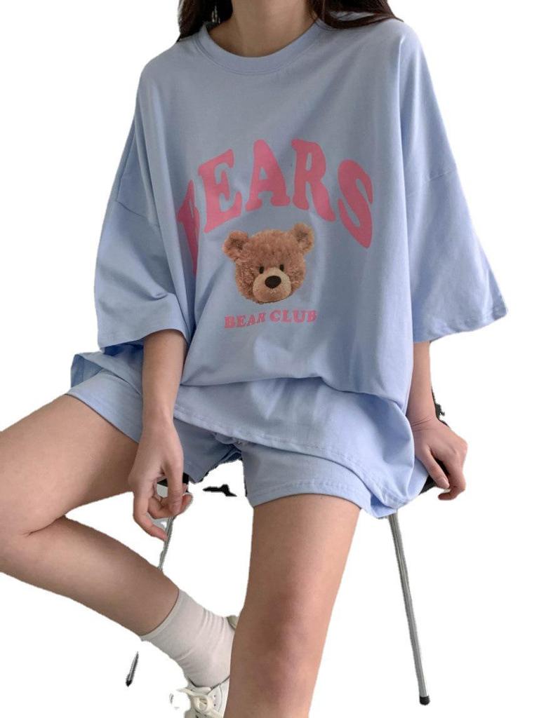 2024 Summer Women's Sporty Casual Short-Sleeved Shorts Set In Trendy Small Fragrance Style