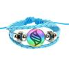 Colored Anime Mega Stone Snap Weave Leather Bracelet 18mm Glass Cabochon Adjustable Bangle Jewelry for Women Kids Gift