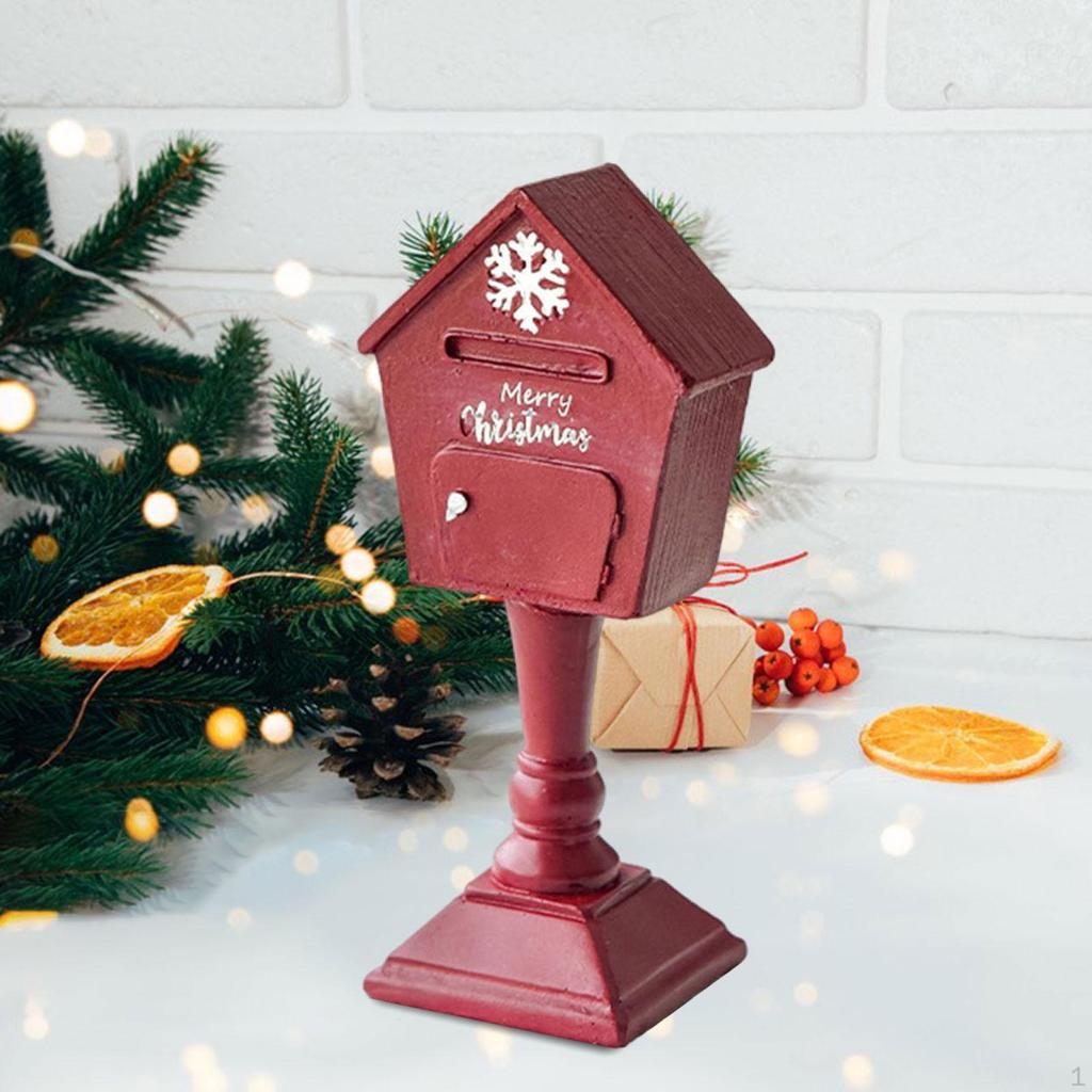Christmas Sculpture Mailbox Statue Collection Crafts Gift Artwork Resin Figurine Ornament for Office