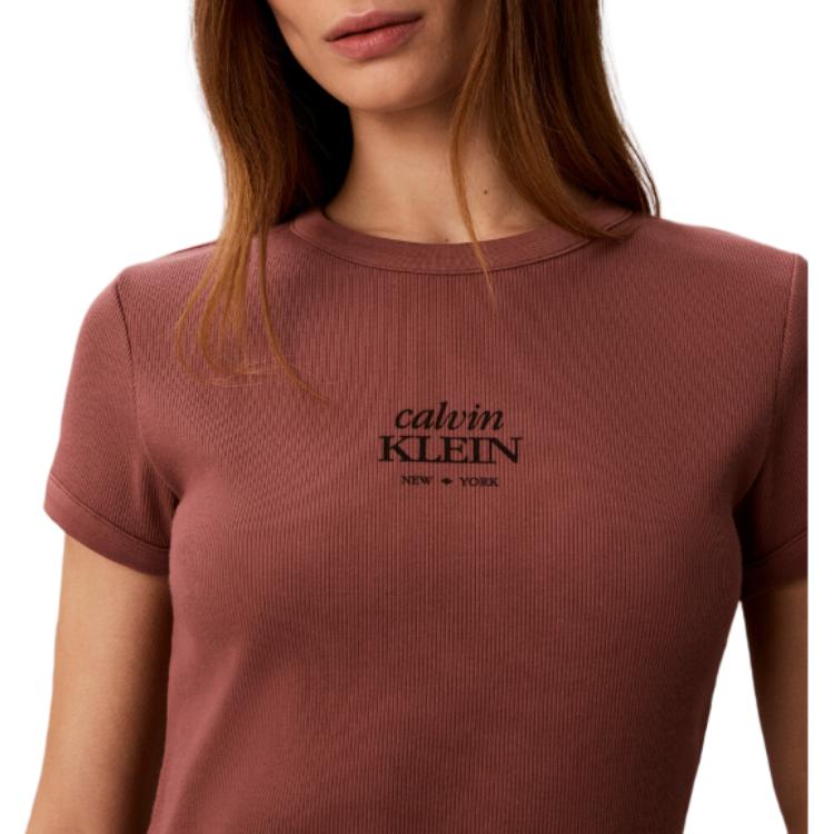 Calvin Klein Round Neck Logo Letter Short Sleeve T-Shirt Women Tops 47F240G-41J