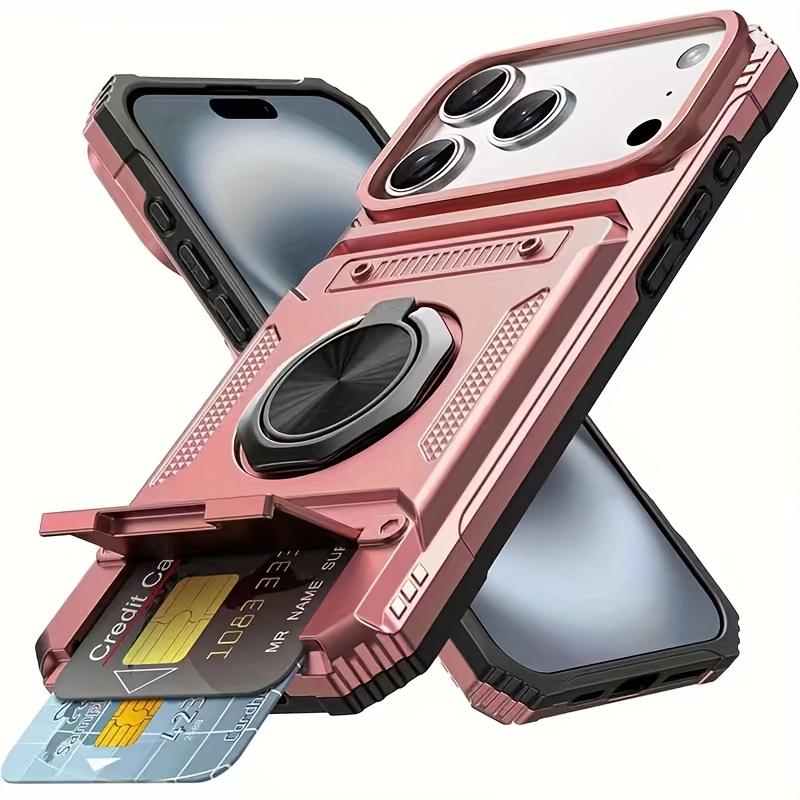 for 17 16 15 14 13 11 Pro Max Plus Resistant Heavy Duty Hard Case with Metal Holder and Hidden Dual Card Slot