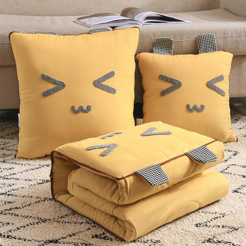 Vier Jahreszeiten Hautfreundliche Katze Kissen Decke - 3D Bestickt Rockgrau Gewaschene Baumwolle