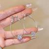 Silver Needle Luxury Zirconia Geometric Ear Cuff - High-End Fashion Earrings for Women