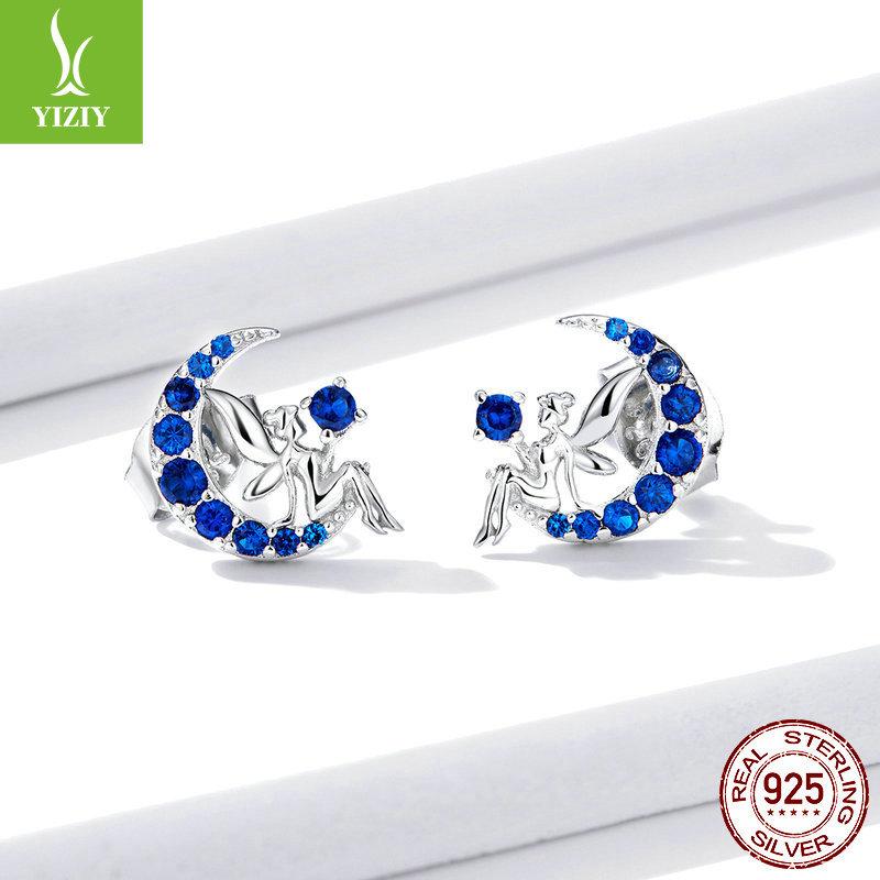 

Blue Moon Elf Stud Earrings S925 Sterling Silver Dream Fairy Wind Stud Earrings