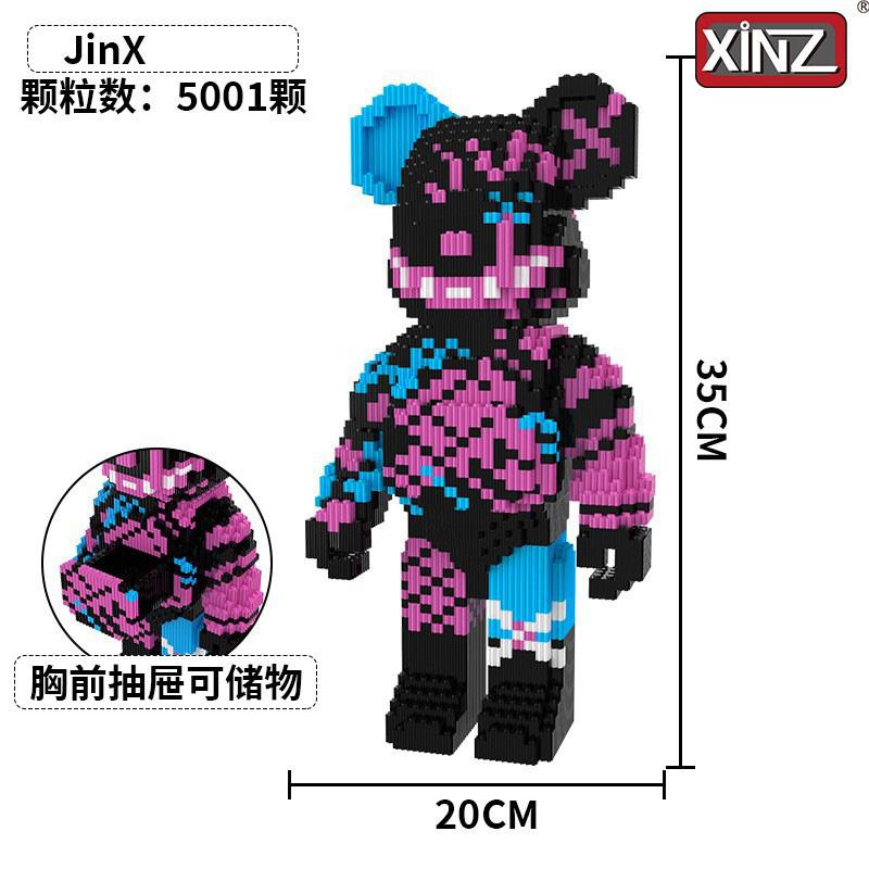 Dunhuang Bear Building Block Machine Love Bear Model Assembled Overalls Flower Bear Magic Bricks Toy For Kids Christmas Gift