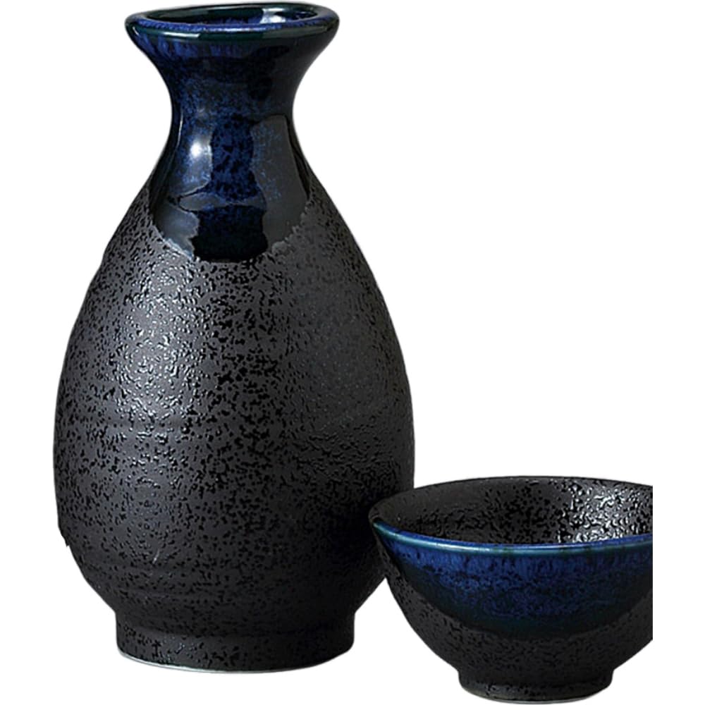 Sake Tokkuri and Ochoko x Seiryu 2 Tokkuri Sake Cup Set Mino Ware Ale-net Set, Set, 7.5cm H14.5cm, Approx. 280cc, No. Tokkuri, & (2 pieces), Ceramic,