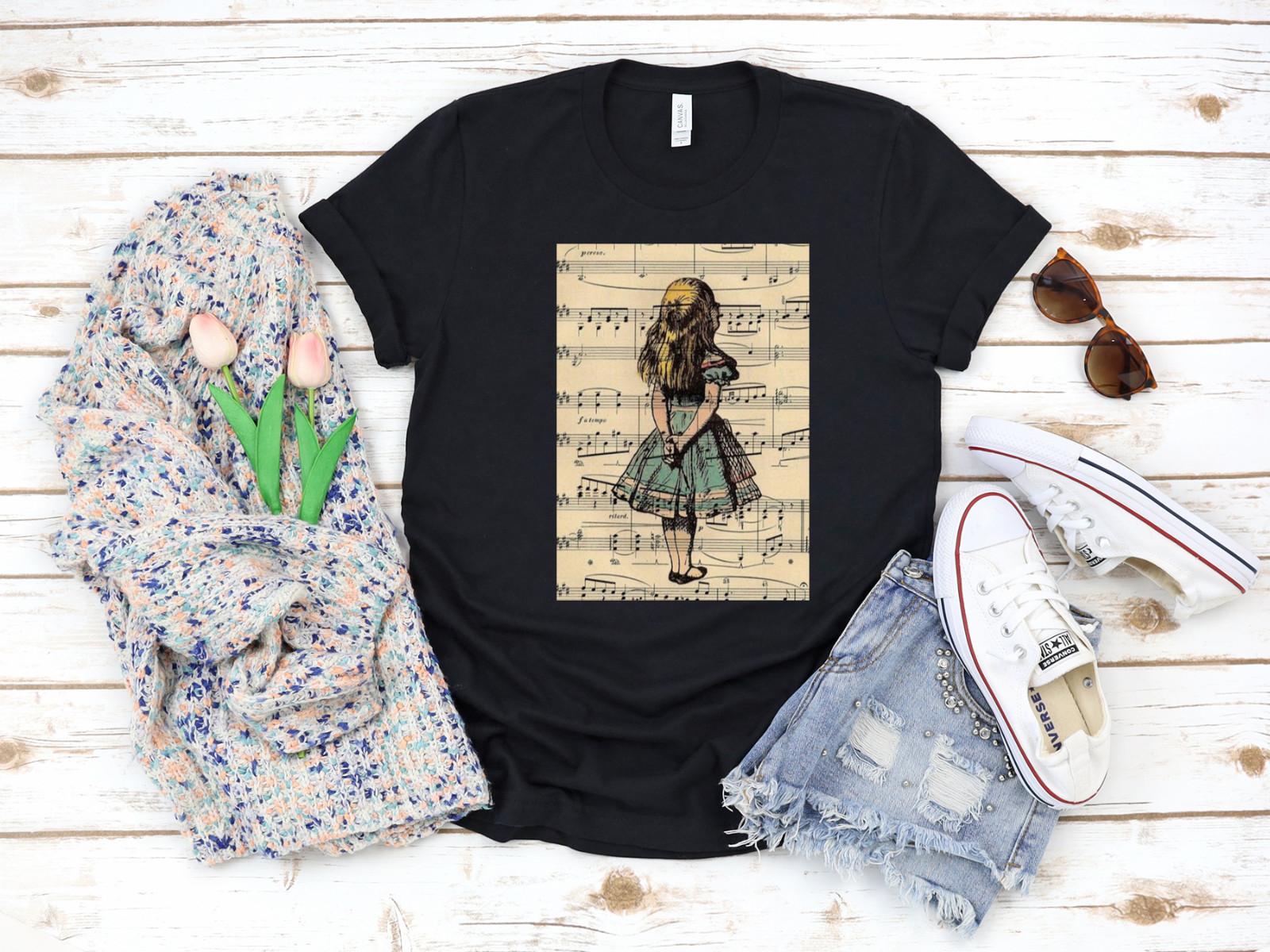 26 Alice in Wonderland Illustrations 3 4 Short Sleeve Woman T Shirt T377 Unisex T-Shirt XXXL