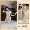 Sexy Underwear Mesh Perspective Stand-up Collar Cheongsam Sexy Embroidery Split Fork Temptation Pajamas Hot Free Set