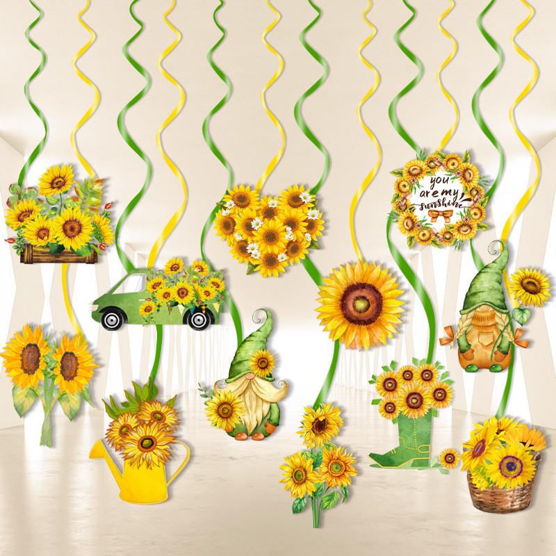 Themed Sunflower Creative Paper Flower Spiral Pendant Party Decoration Props
