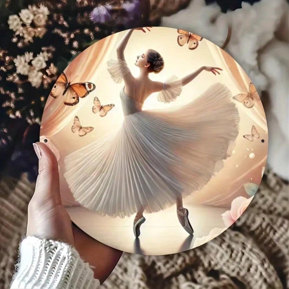 Retro Ballerina Aluminium Metallschild Wandkunst Dekoration für Wohnzimmer Café Bauernhaus