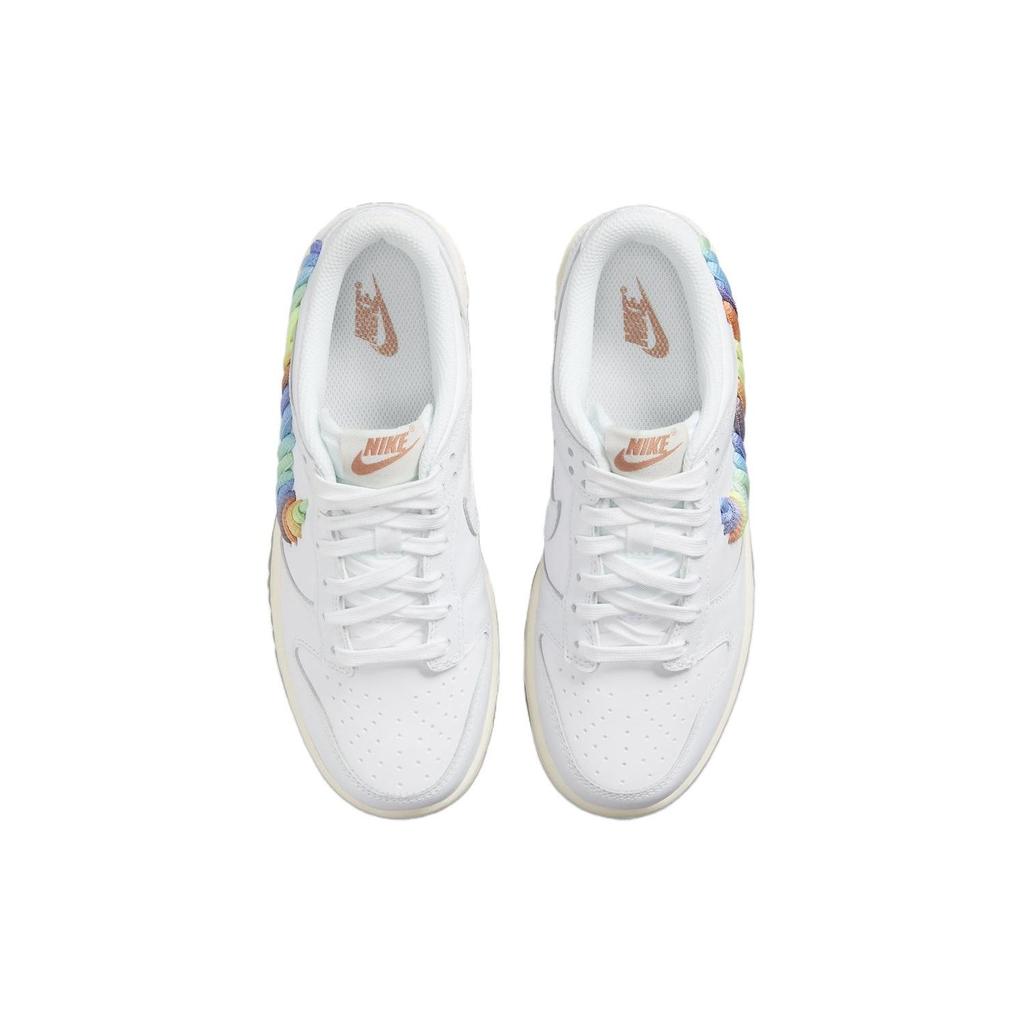 Nike Dunk Low GS Rainbow Lace Swoosh Kids Sneakers White Multi-Color-Dark-Pony Light-Silver FN4861-100