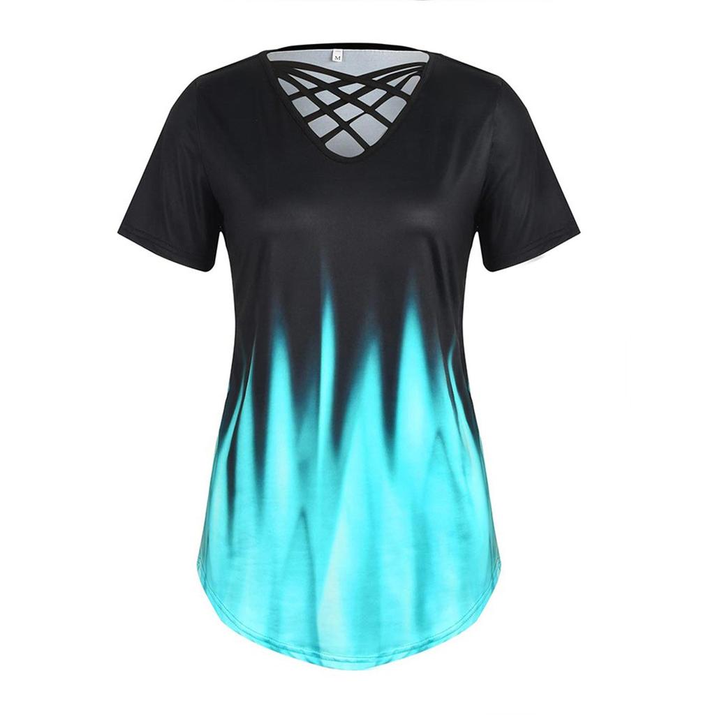Women's Casual Temperament Pullover V-neck Loose Short-sleeved Blouse