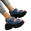 New casual sandals muffin Velcro large size foreign trade platform sandals denim women's shoes