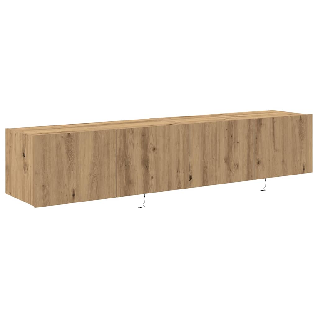 Wall Mounted TV Cabinet with LED 2 pcs Artisan Oak Finish 80 x 35 x 31 cm