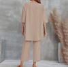 Summer 2024 European & American Women's Cotton Linen Two-Piece Casual Loose Suit