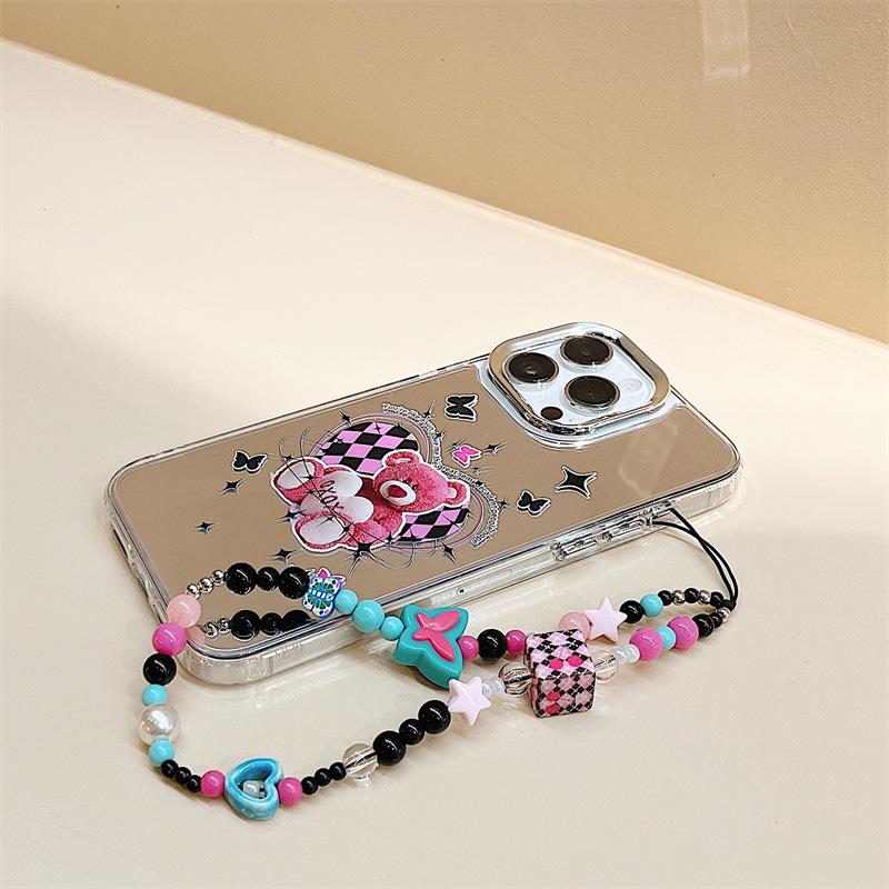 Zhitai Three-in-One Mirror Silicone Case for iPhone 12/13/14/15Pro with Phone Chain