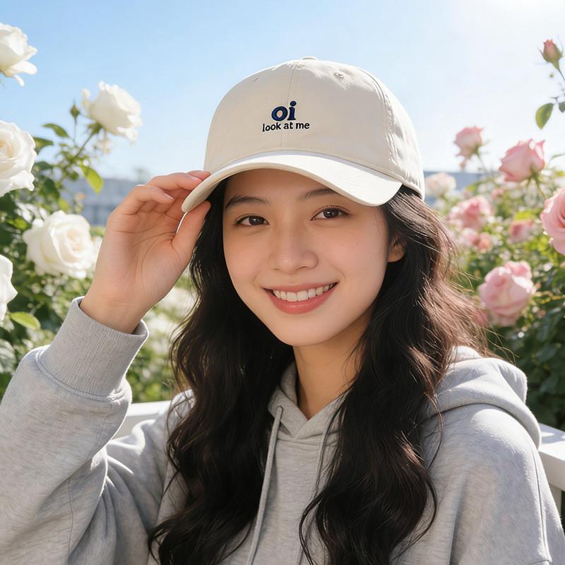 Cotton Baseball Cap With Embroidered Letters For Casual Sun Protection And Sunshade