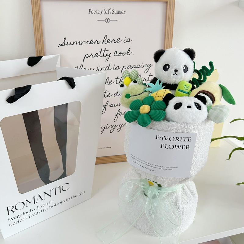 

1 шт. букет милой панды градиентного цвета, праздничный подарок, букет из цветов, который держат в руке, креативный букет из кукол, плюшевый S темно-зеленого