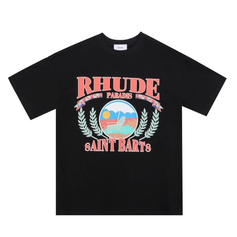 High Street Oversize Couple T-Shirt American Streetwear Print YYZP RHUDE Short Sleeve Tee Teens