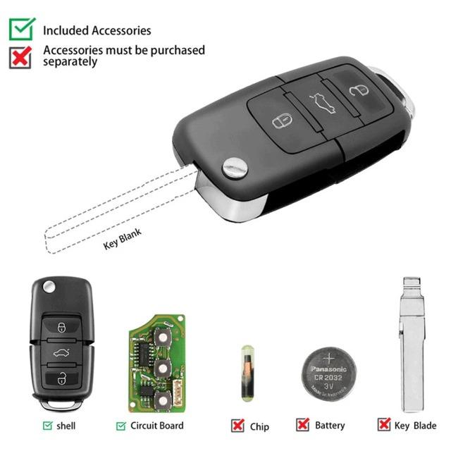 2024 Original Xhorse XKB501EN Vehicle Key Remote with Key Shell V-Wolkswagen B5 Style 3-Button Board Hot Sales