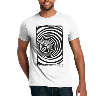 Op Art Wirbelnder Vortex T-Shirt Optische Täuschung Monochrom
