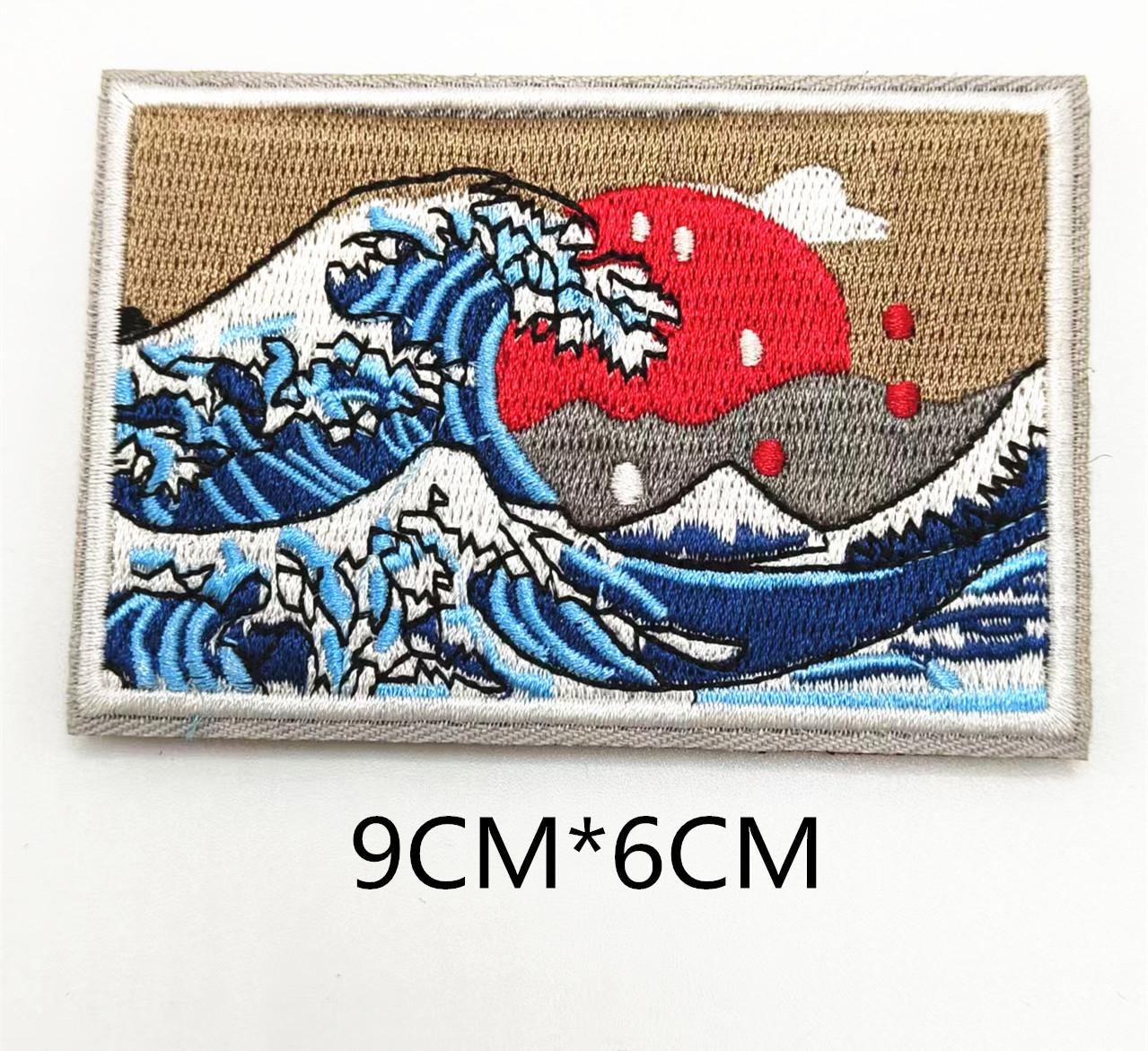 

Gyeonggi Ukiyo-e Wave Embroidered Velcro Patch for Backpacks