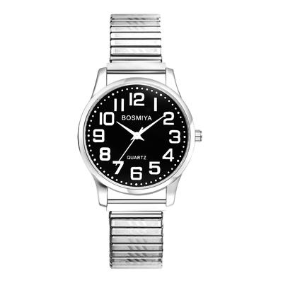 Men's Watch Silver Simple Free Size Analog Display Couple Watch Quartz Fashion Accessory