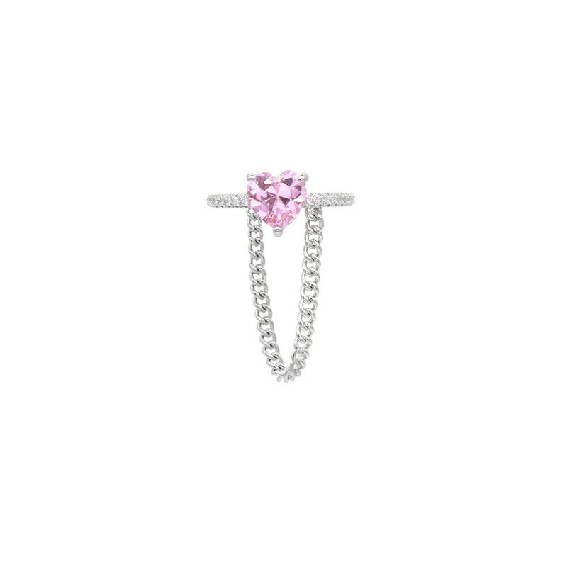 Niche Design Sense Cold Wind Chain Love Opening Simple Fashion High Sense Index Finger Ring Women Adjustable opening