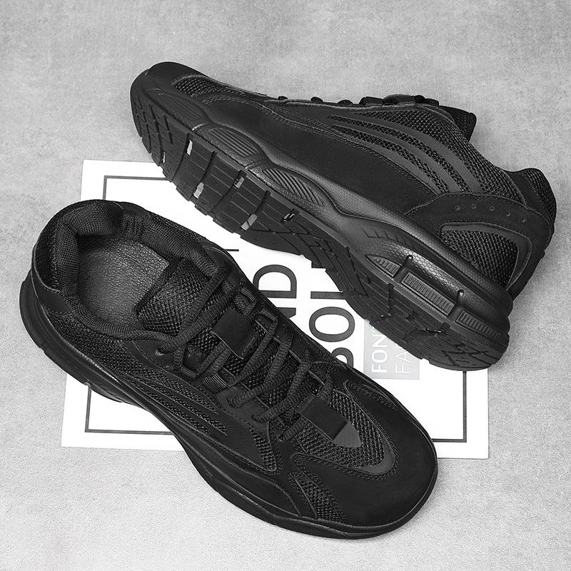 Inner Height-increasing Men's Shoes 8cm 2025 New Breathable Mesh Shoes Leather Dad Shoes Men's Sports Casual Shoes